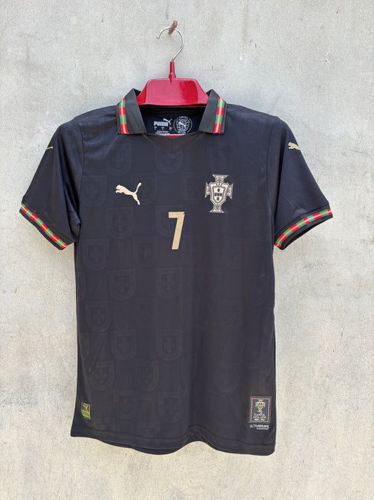 RONALDO 7 PORTUGAL BLACK HALF SLEEVE JERSEY (PLAYER VERSION LOGO )